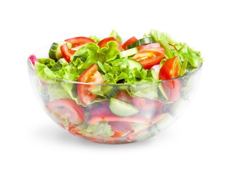 Vegetable salad in glass bowlの写真素材