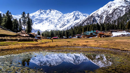 Beautiful landscape at nanga parbat Mountain, Fairy Meadows in Pakistan.の写真素材