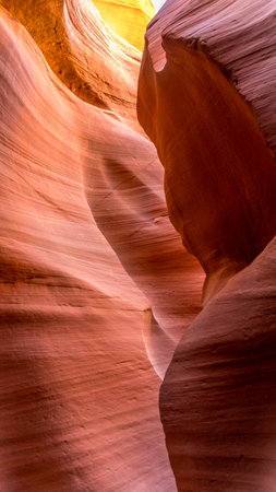 Beautiful Texture ,Layer of Sandstone at midday  in The Lower Antelope Canyon, Arizona, USAの写真素材