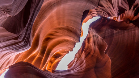 Antelope Canyon is a slot canyon located on Navajo land near Page, Arizona, United States. It is one of the most photographed slot canyon in the world.の写真素材