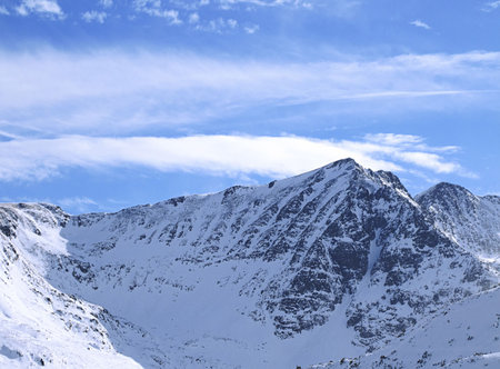 Panorame of winter mountains. Alpine ski resort Borovets, Bulgaria