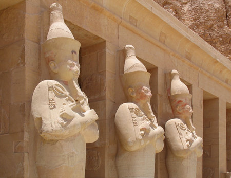 Ancient statues at Hatschepsut temple. Luxor, Egypt