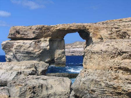 Azure Window, famous stone arch on Gozo island, Maltaの写真素材