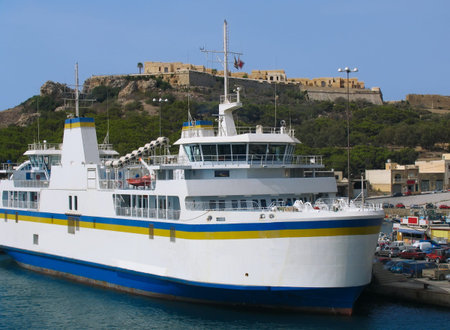 Ferry in harbor of Gozo island, Maltaの写真素材