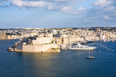 View to Vittoriosa Harbor from Valetta wall, the capital of Maltaの写真素材