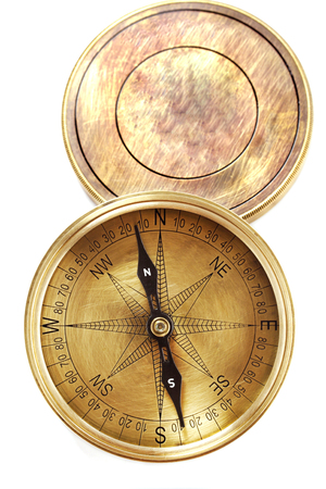 Old Directional compass on white backgroundの写真素材