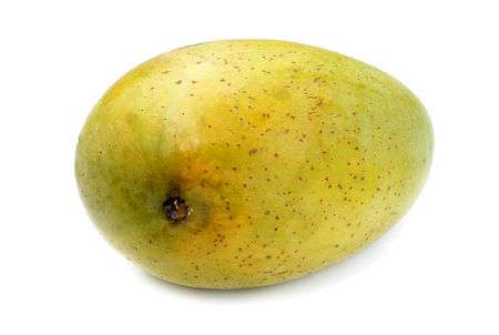 Ripe mango over white backgroundの写真素材