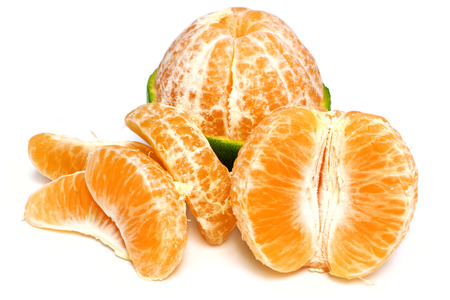 Fresh orange fruits over white backgroundの写真素材