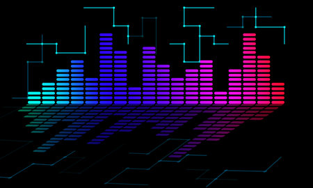 Abstract background, digital equalizer bar graph, digital graphic illustration, frequency graph,...