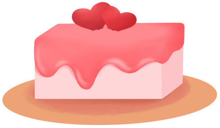 Mochi topped with strawberry jam and decorated with red hearts to symbolize love and sweetness.の写真素材