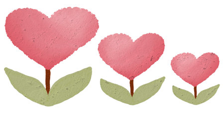 Heart shape flower illustration, pink flowers, suitable for decorating Valentine's Day and love theme.の写真素材