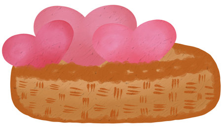 Valentine's Day Basket with Pink Heartsの写真素材