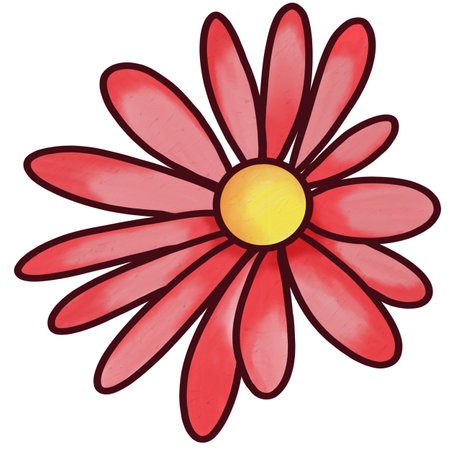 Red flower painted with watercolors on a white background, vector illustrationの写真素材