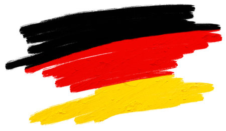 Flag of Germany painted with a brush, isolated on white background.の写真素材