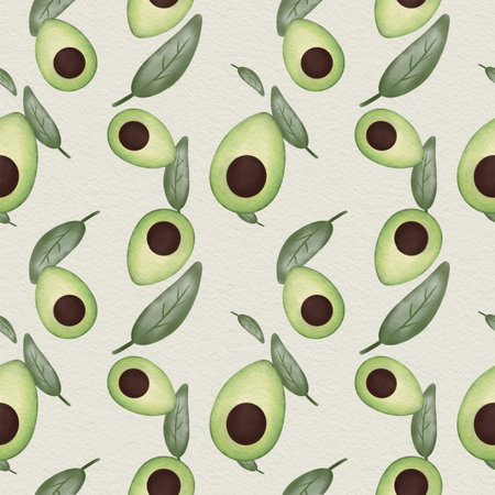Seamless pattern-Avocado seamless pattern, hand drawn in pastel tones.の写真素材