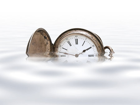 old pocket clock against the white background