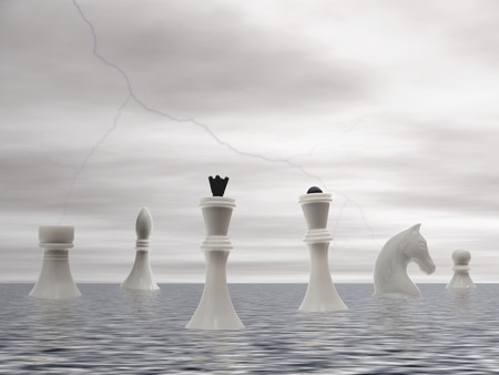 white  chessmans advent by sea under the storming skyの写真素材