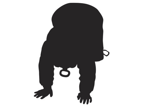 Vector little baby silhouette against the white backgroundのイラスト素材