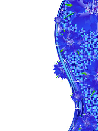 Bright wavy frame with cornflowers and copyspace for your textのイラスト素材