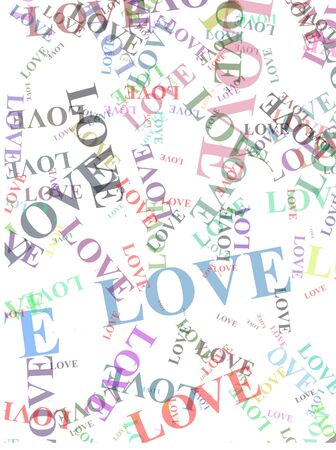 different love words over the white backgroundの写真素材