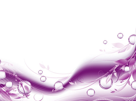 bubbly fashion abstract wavy frame with floral elements in violet. Copyspace for your text のイラスト素材
