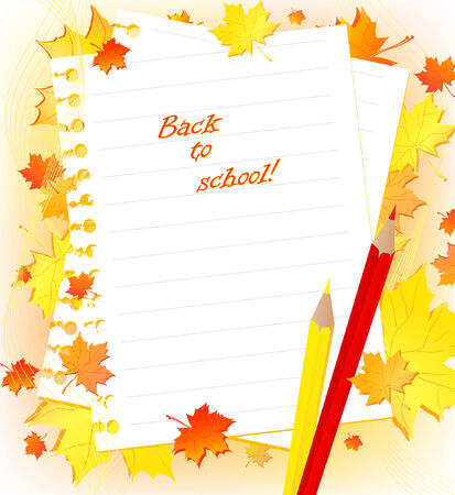 Back to school frame with maple leaves and pencilsのイラスト素材