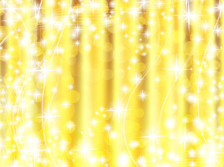 bright golden background with bokeh elements and stars のイラスト素材