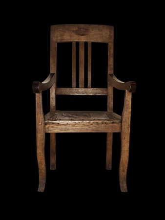 single wooden vintage chair over black backgroundの写真素材