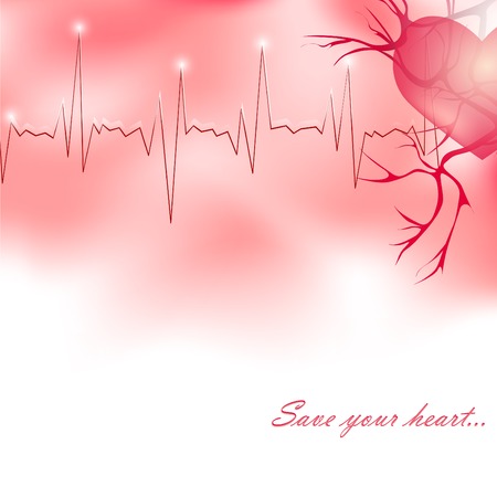 medicine theme with heart, pulse and copyspace for your textのイラスト素材