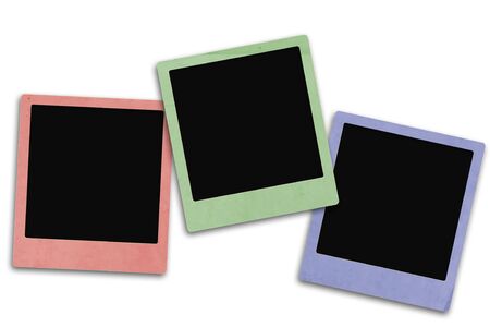 three multicolored frames with copyspace over whiteの写真素材