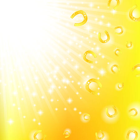 bright abstract happiness theme with horseshoes in goldenのイラスト素材