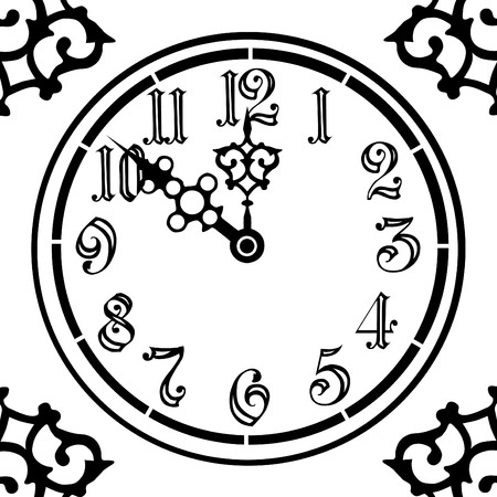 old style vintage clock in black and white のイラスト素材
