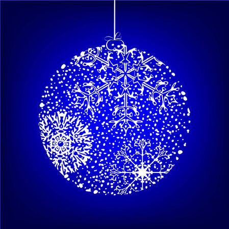Christmas ball with snowflakes against dark blue backgroundのイラスト素材