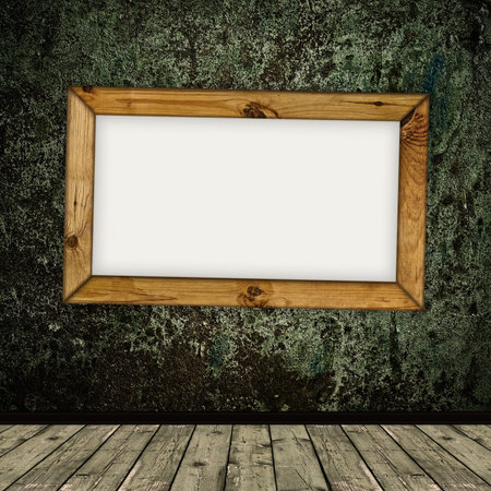 vintage wooden frame over abstract grunge interior, copyspace の写真素材