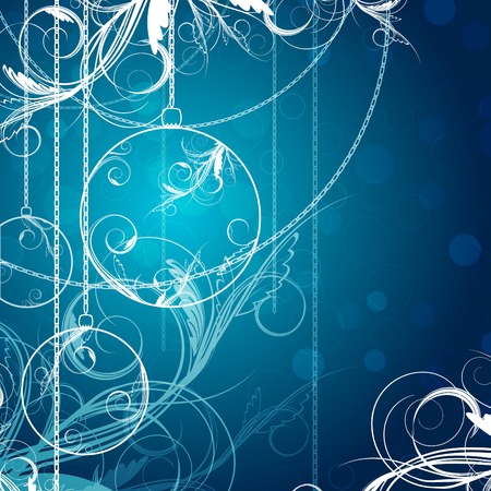 New year and Christmas card with balls and floralのイラスト素材