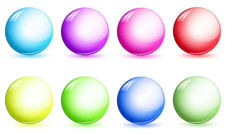 multicolored glossy glass ball set over white のイラスト素材