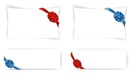 four templates with bow, copyspace for your textのイラスト素材