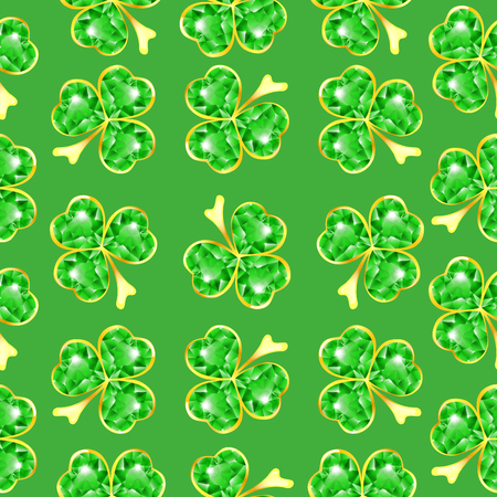 Seamless jewelry shamrock pattern at green backgroundのイラスト素材