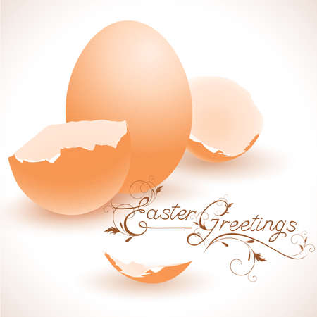 Easter greeting theme with egg and decorative text のイラスト素材