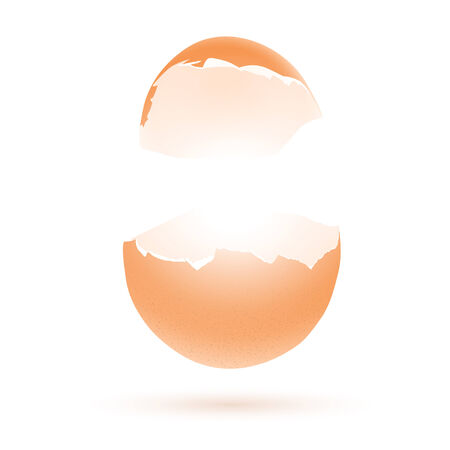 Easter greeting theme with broken egg and copyspace for your text over white background のイラスト素材