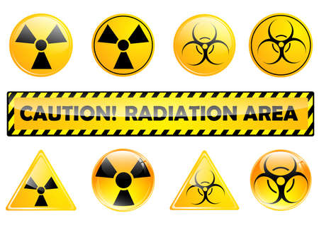 set of different radiation signs over whiteのイラスト素材