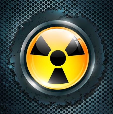 radiation sign at metal gridのイラスト素材