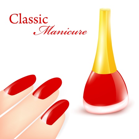 Red Nail polish in classic manicure illustrationのイラスト素材
