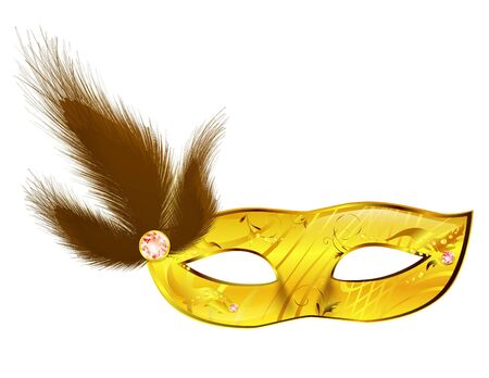 Carnival woman mask with feathers over whiteのイラスト素材