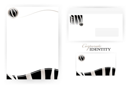 set of corporate identity templates with striped zebra patternのイラスト素材