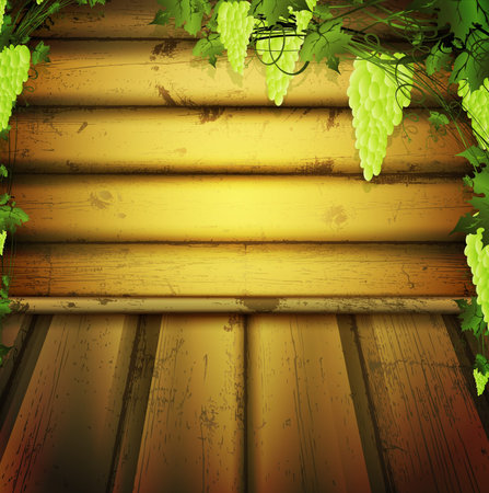 empty natural wooden interior of wine yardのイラスト素材