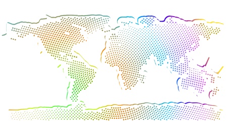 abstract multicolored world map over white backgroundのイラスト素材