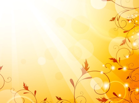 Autumn floral decorated bright background のイラスト素材