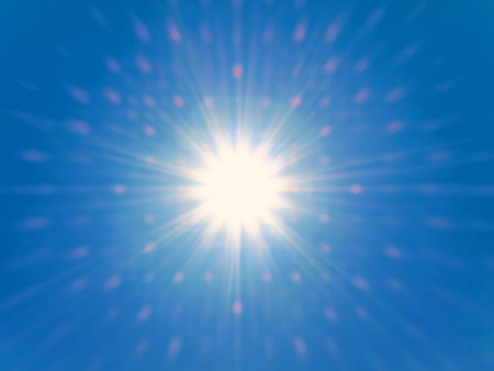 Summer sun in the blue sky