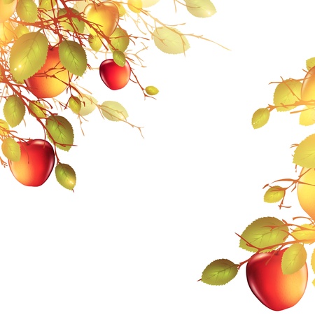 illustration of apple tree over white backgroundのイラスト素材